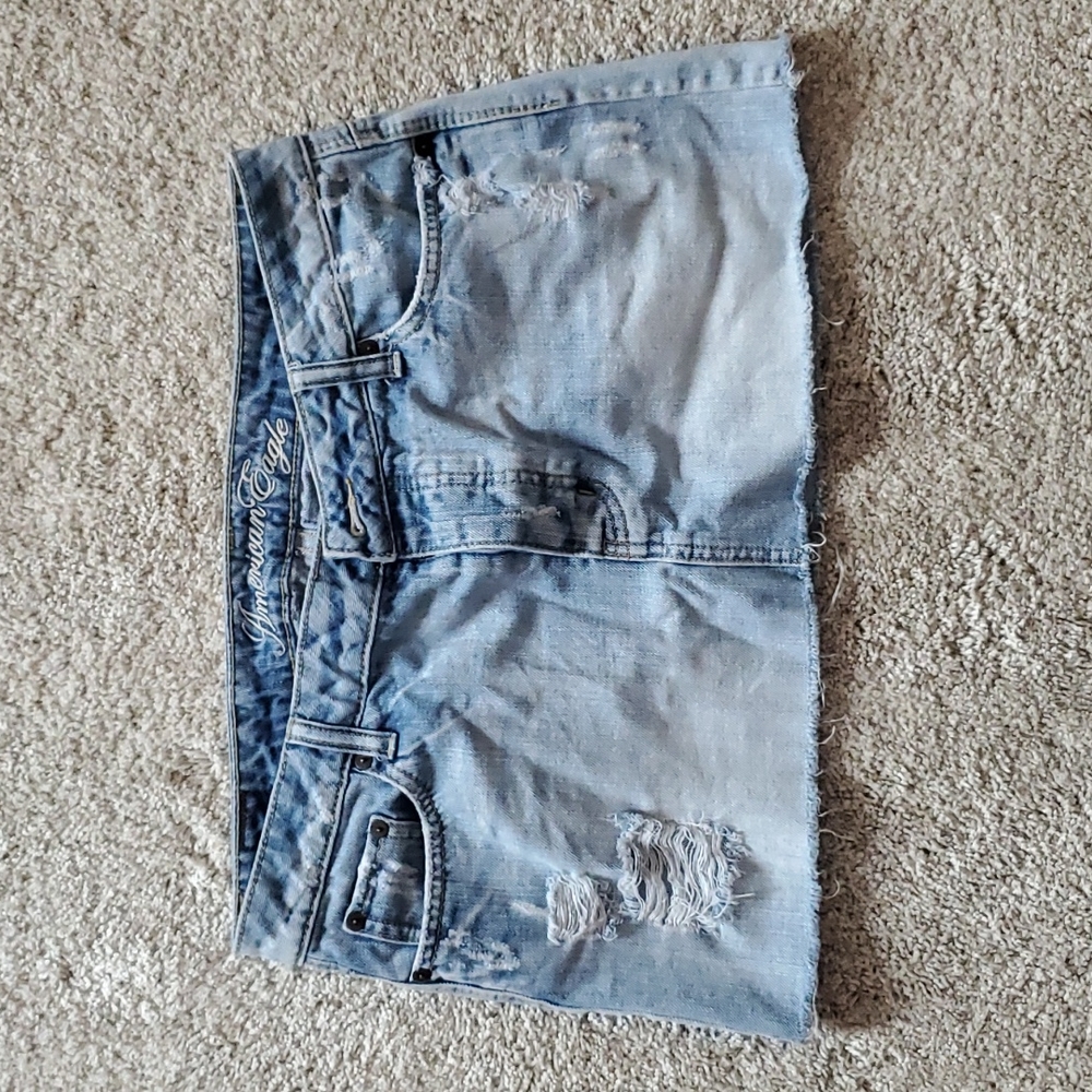 American eagle denim cut off skirt